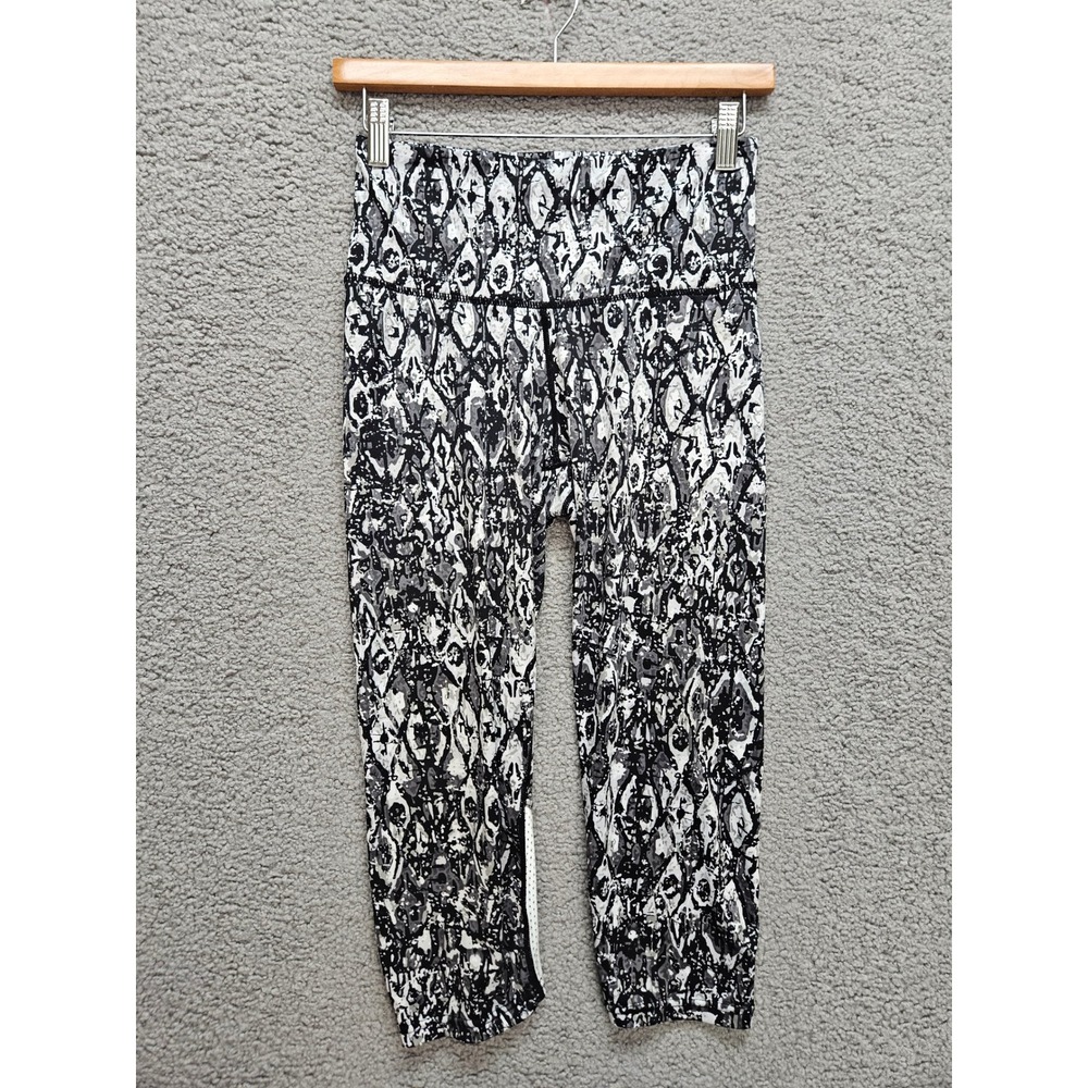 Badgley Mischka Sport Leggings XS Black White Abstract Mesh Crop Yoga Workout